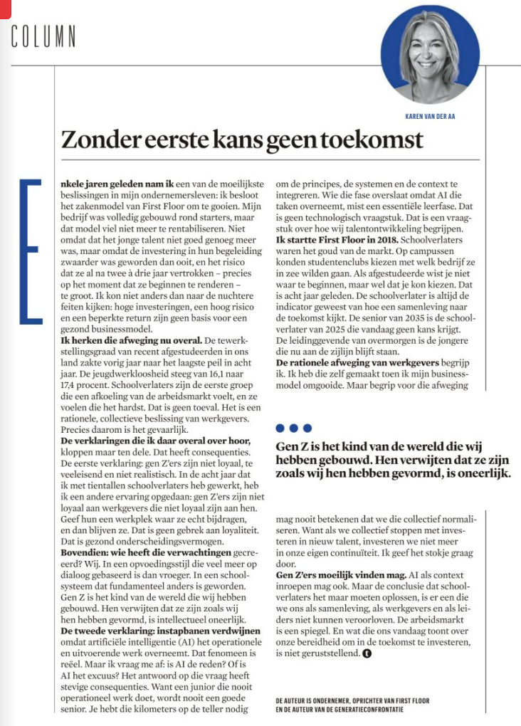 Trends — Zonder eerste kans geen toekomst